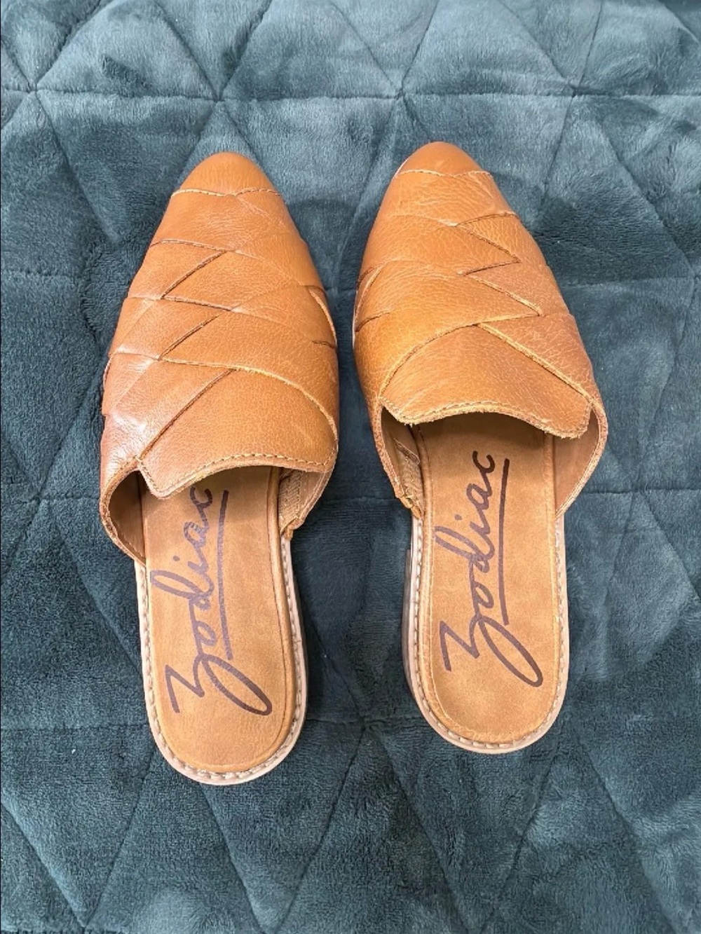Zodiac Woven Leather Slide Mule - Tan - Picture 3 of 6